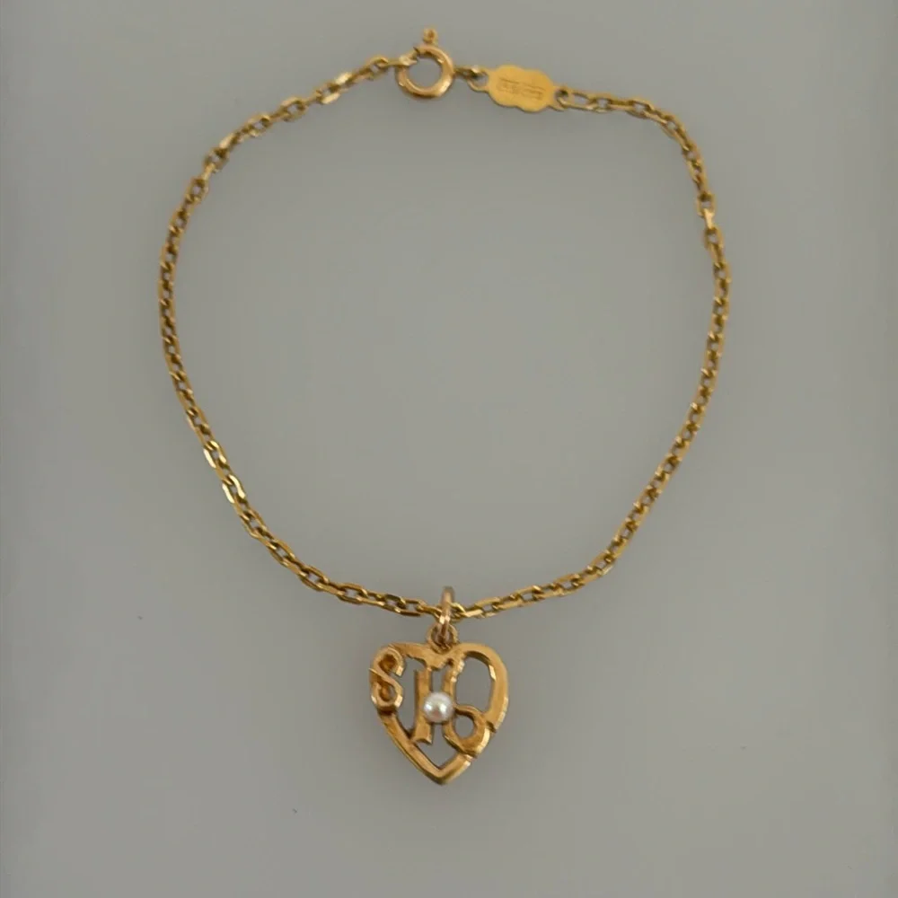 14k real solid gold sweet sixteen Real pearl bracelet